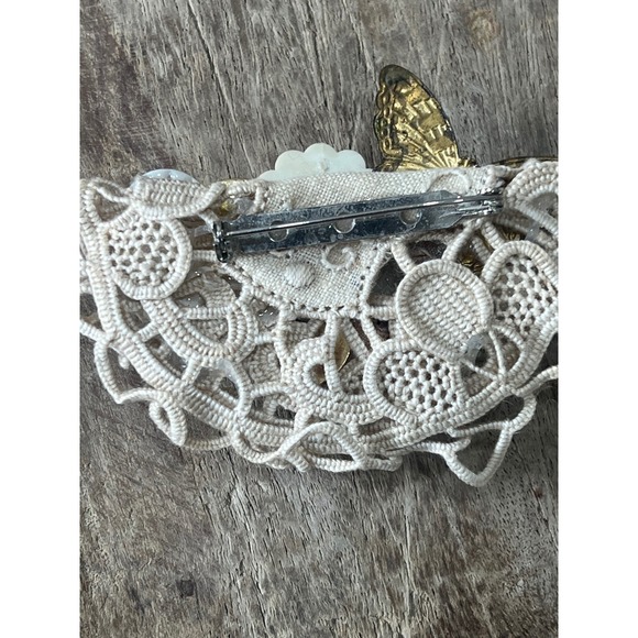 Handmade Lace Trinkets Buttons Reworked Brooch Statement Pin - Picture 6 of 8